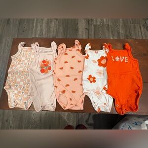 Carter's Pink and Orange 12M Sleeveless Body Suits